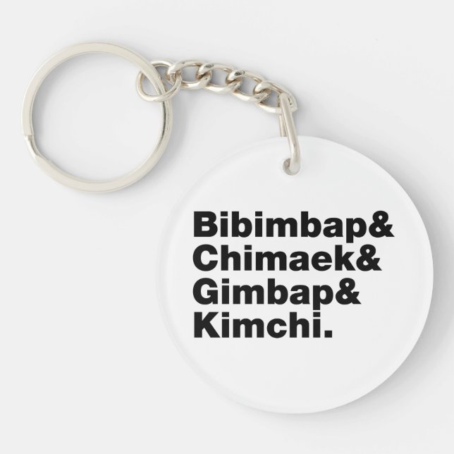 Bibimbap & Chimaek & Gimbap & Kimchi. Korean Foods Key Ring (Front)