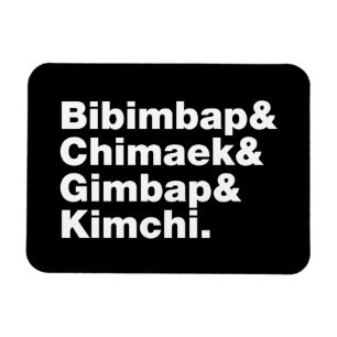 Bibimbap & Chimaek & Gimbap & Kimchi. Korean Foods Magnet