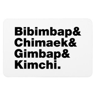 Bibimbap & Chimaek & Gimbap & Kimchi. Korean Foods Magnet