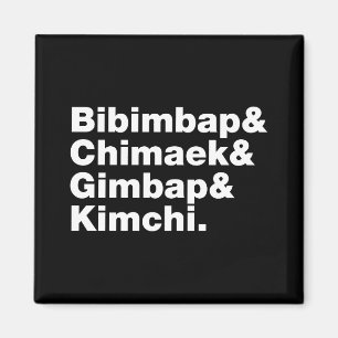 Bibimbap & Chimaek & Gimbap & Kimchi. Korean Foods Magnet
