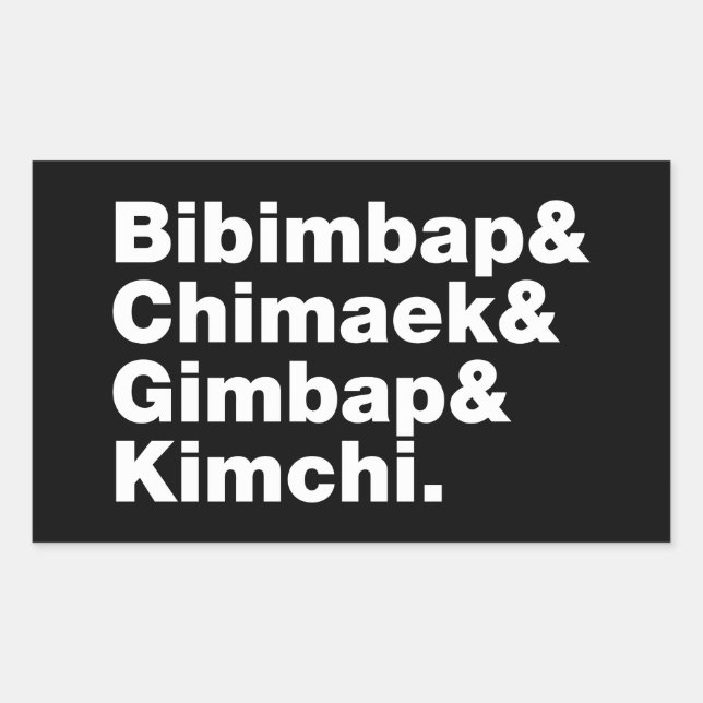 Bibimbap & Chimaek & Gimbap & Kimchi. Korean Foods Rectangular Sticker (Front)