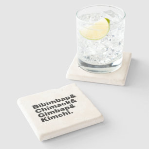 Bibimbap & Chimaek & Gimbap & Kimchi. Korean Foods Stone Coaster