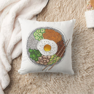 Bibimbap Korean Food Cooking Cuisine Rice Egg Dish Cushion