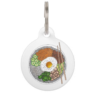 Bibimbap Korean Food Cooking Cuisine Rice Egg Dish Pet Tag