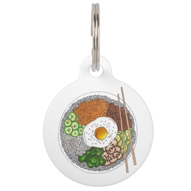 Bibimbap Korean Food Cooking Cuisine Rice Egg Dish Pet Tag (Front)