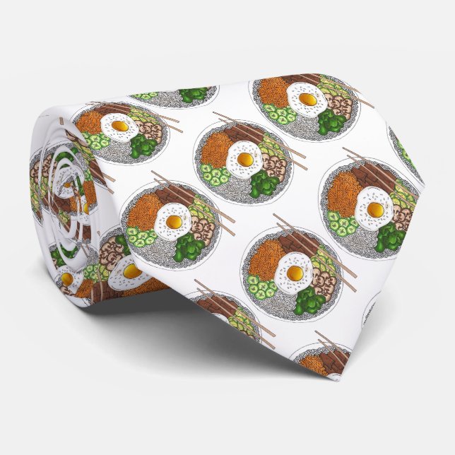 Bibimbap Korean Food Cooking Cuisine Rice Egg Dish Tie (Rolled)