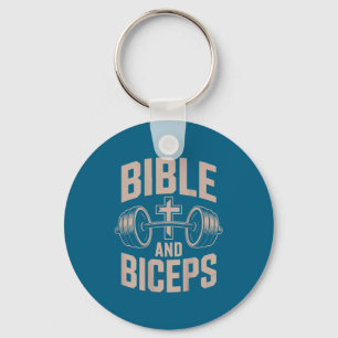 Bible & Biceps Gym Christian Workout Dumbbell Key Ring
