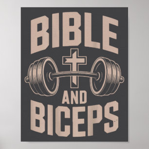 Bible & Biceps Gym Christian Workout Dumbbell Poster