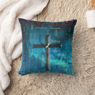 BIBLE and religion word cloud concept blue Cushion