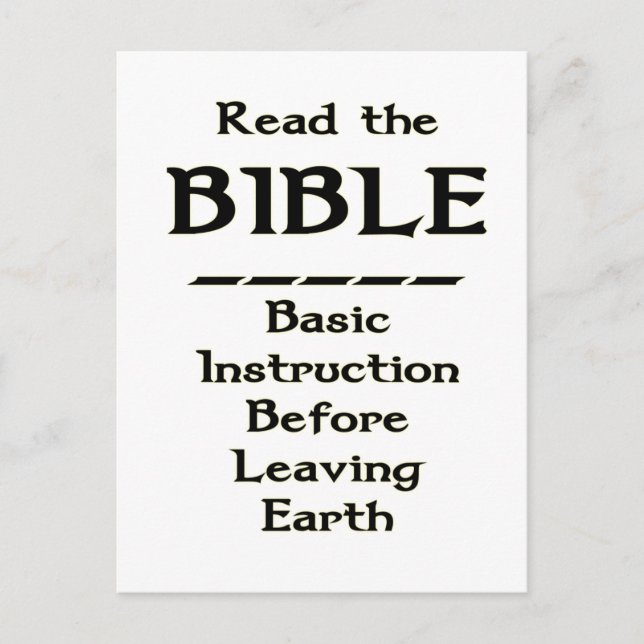 Bible - Basic Instruction Before Leaving Earth Postcard (Front)