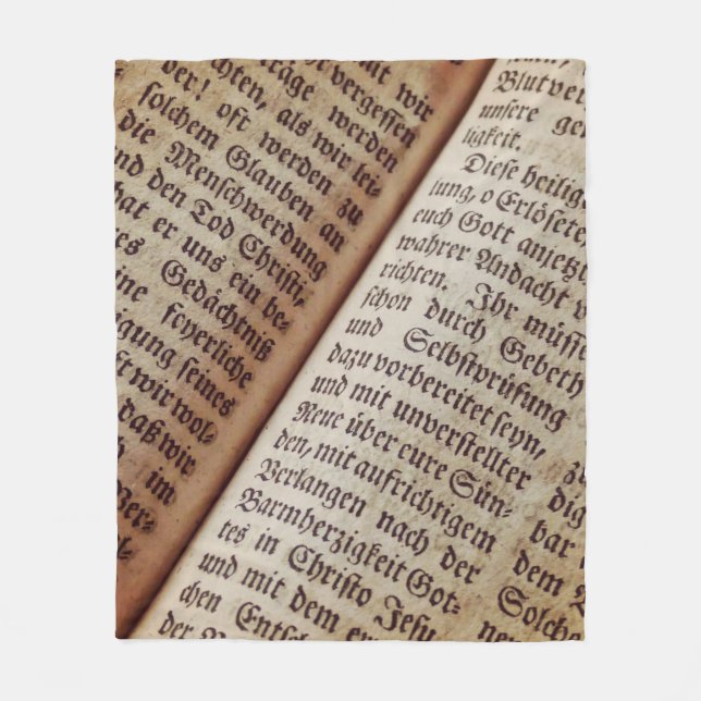 Bible book page writing texture fleece blanket (Front)