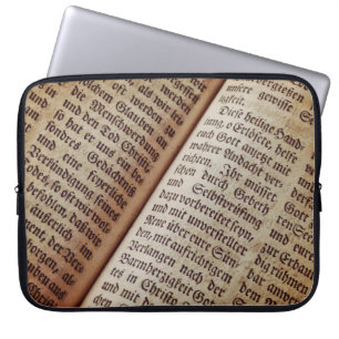 Bible book page writing texture laptop sleeve