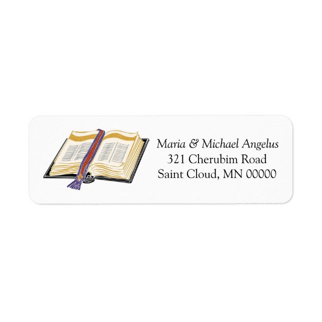Bible Bookmark Church Wedding Return Address Label (Front)
