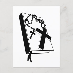 bible cross rosary necklaces art illustration postcard