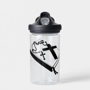 bible cross rosary necklaces art illustration water bottle