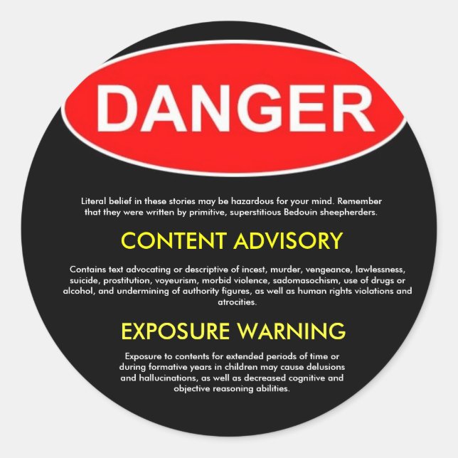 Bible Danger Sticker (Front)