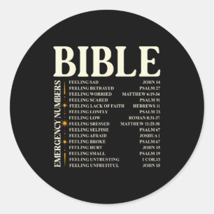 Bible Emergency Numbers - Funny Christian Bible &a Classic Round Sticker