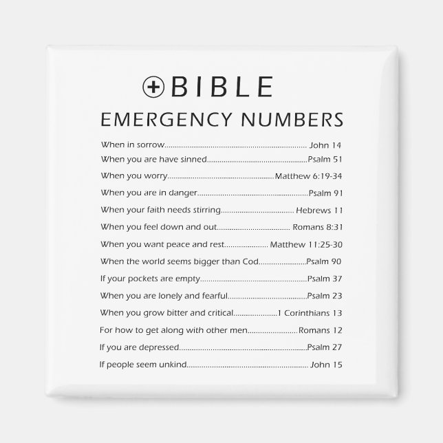 Bible Emergency Numbers Magnet (Front)