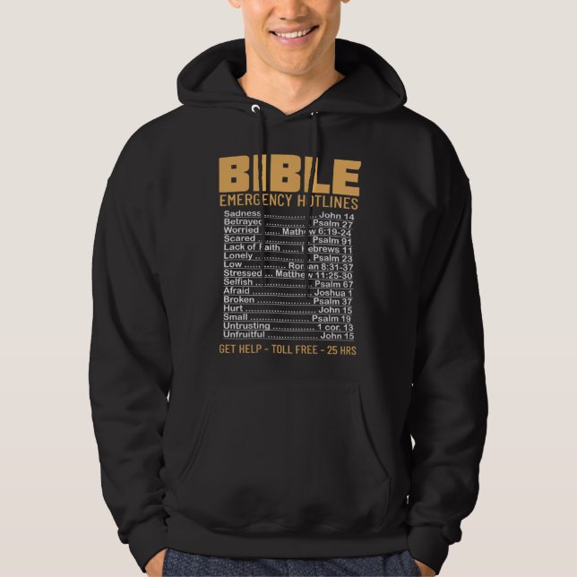 Bible Emergency Numbers Verse God Jesus Faith Chri Hoodie (Front)