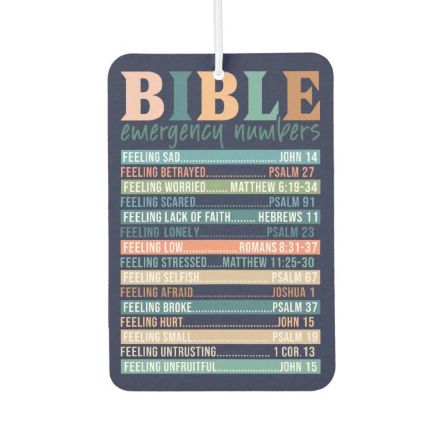 Bible Emergency Numbers Verses Car Air Freshener (Front)