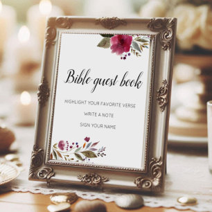 Bible Guest Book Burgundy Flowers Wedding
