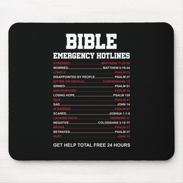 Bible Hotlines Bible Verse Christian Jesus Gift Mouse Pad (Front)