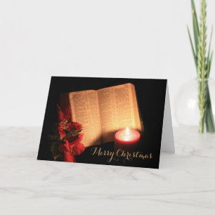Bible in Candlelight Christmas Card