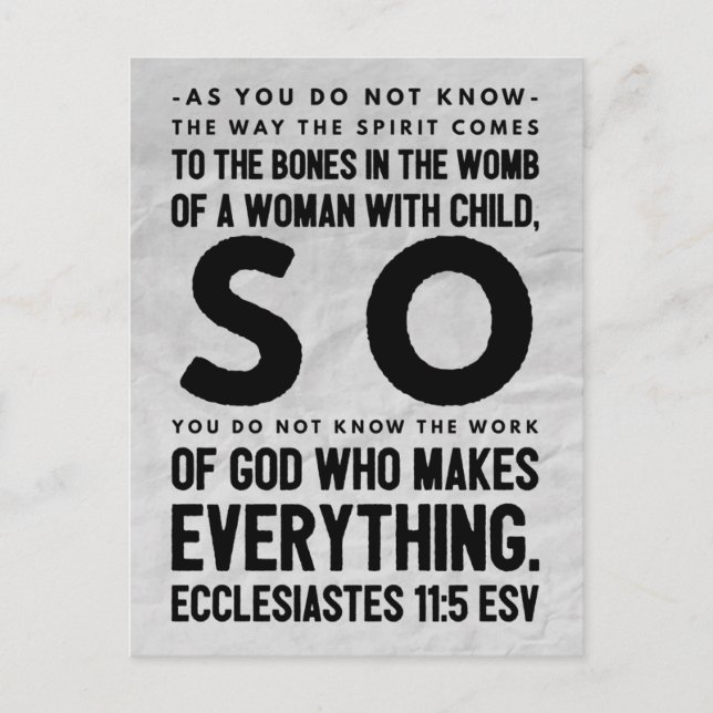 Bible Inspired Postcard - Ecclesiastes 11:5 (Front)