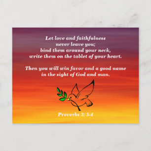 Bible Memory Proverbs 3:3-4 Love & Faithfulness Postcard