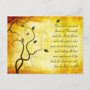 Bible passage, grunge tree branches postcard