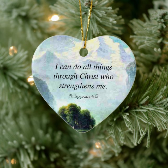 Bible, Philippians 4:13, Ceramic Ornament (Tree)