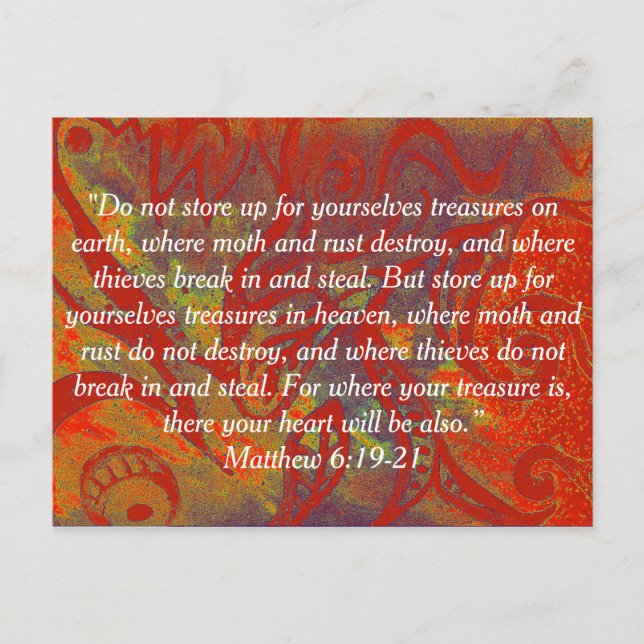 Bible Postcard Matthew 6:19-21 | Rust | Treasures (Front)