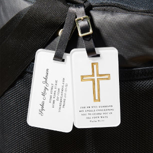 Bible Psalm 91:11 Blessed Travel Religious Cross Luggage Tag