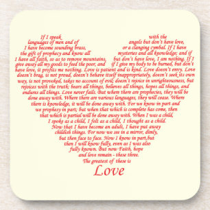 Bible Quote 1 Corinthians 13 Love Heart Art Design Coaster
