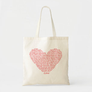 Bible Quote 1 Corinthians 13 Love Heart Art Design Tote Bag