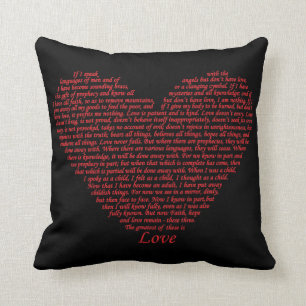 Bible Quote 1 Corinthians 13 Love Heart Word Art Cushion