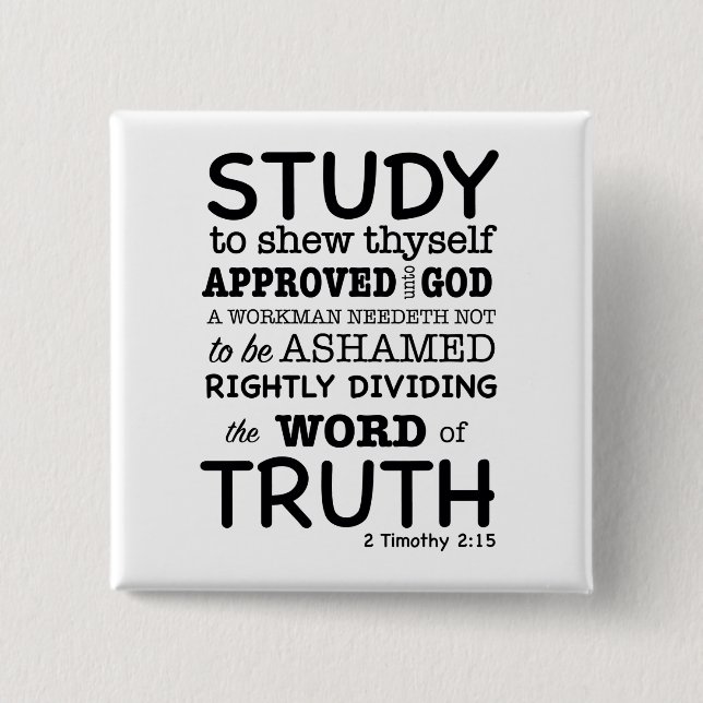 Bible Quote 2 Timothy 2:15 15 Cm Square Badge (Front)