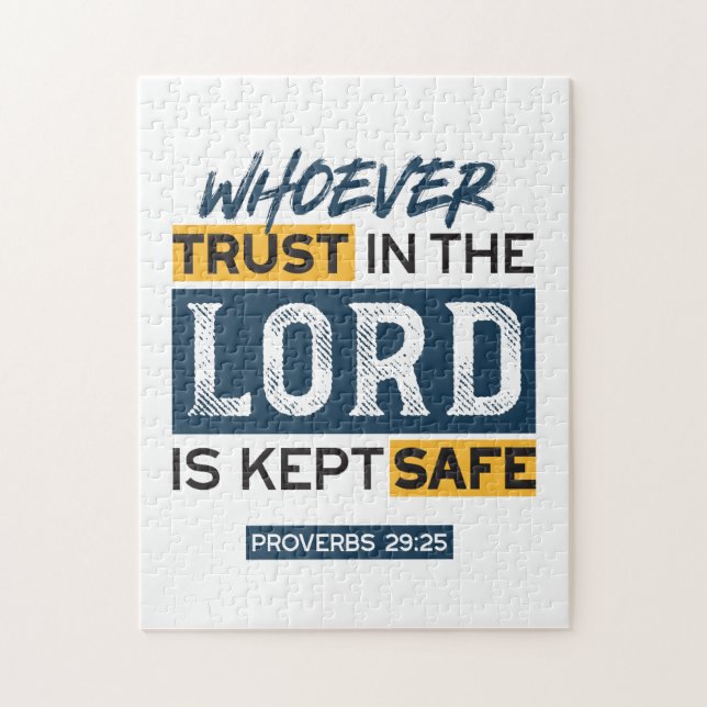 Bible Quote Art - Proverbs 29:25 Trust in God Jigsaw Puzzle (Vertical)