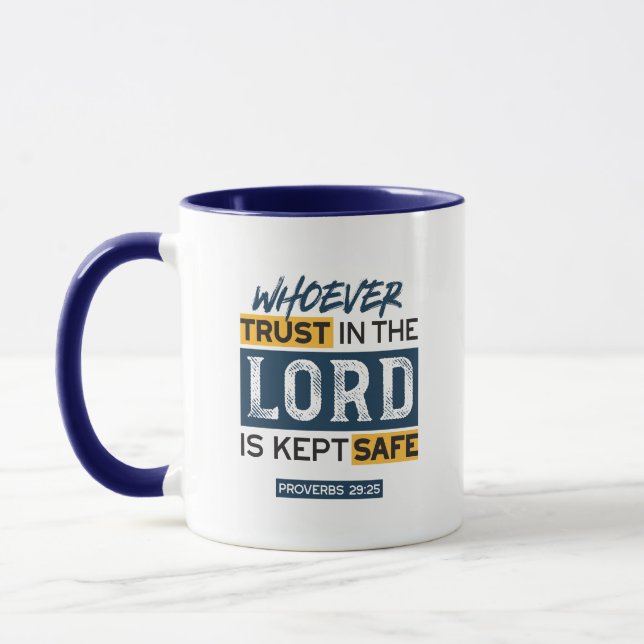 Bible Quote Art - Proverbs 29:25 Trust in God Mug (Left)