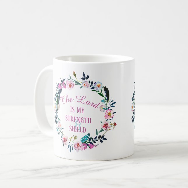 Bible Quote Floral Wreath Coffee Mug (Front Left)