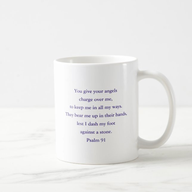 Bible Quote Psalm 91 Gift, Purple Angel Coffee Mug (Right)