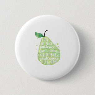 Bible Quote Religious Green Pear 6 Cm Round Badge