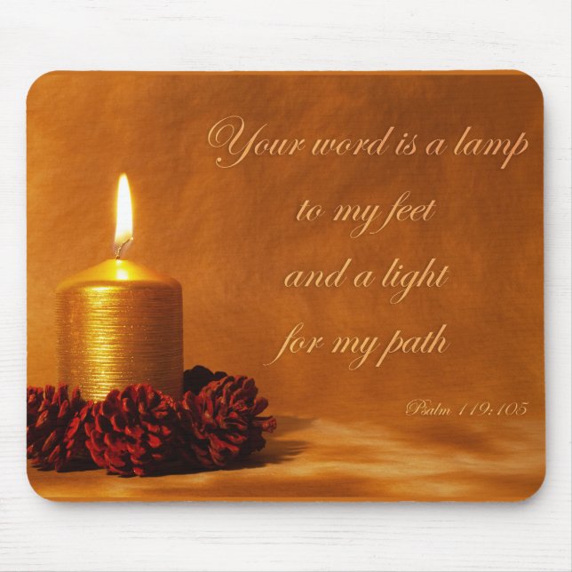 Bible quote with Christmas candle Mouse Pad (Front)