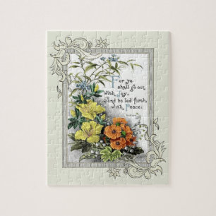 Bible Quote With Flowers Jigsaw Puzzle