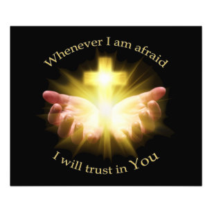 Bible quote with hands holding Cross Photo Print