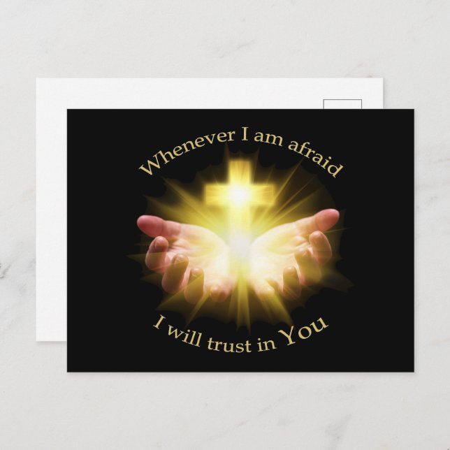 Bible quote with hands holding Cross Postcard (Front/Back)