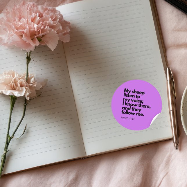 Bible Quotes: John 10:27, Gospel Verse #2 Classic Round Sticker (Creator Uploaded)
