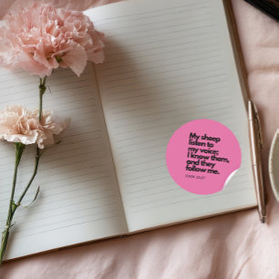 Bible Quotes: John 10:27, Gospel Verse #4 Classic Round Sticker
