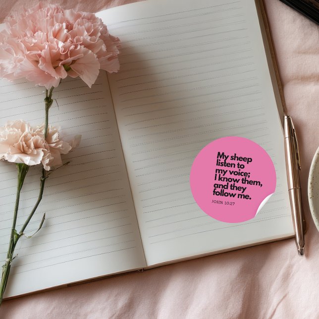 Bible Quotes: John 10:27, Gospel Verse #4 Classic Round Sticker (Creator Uploaded)