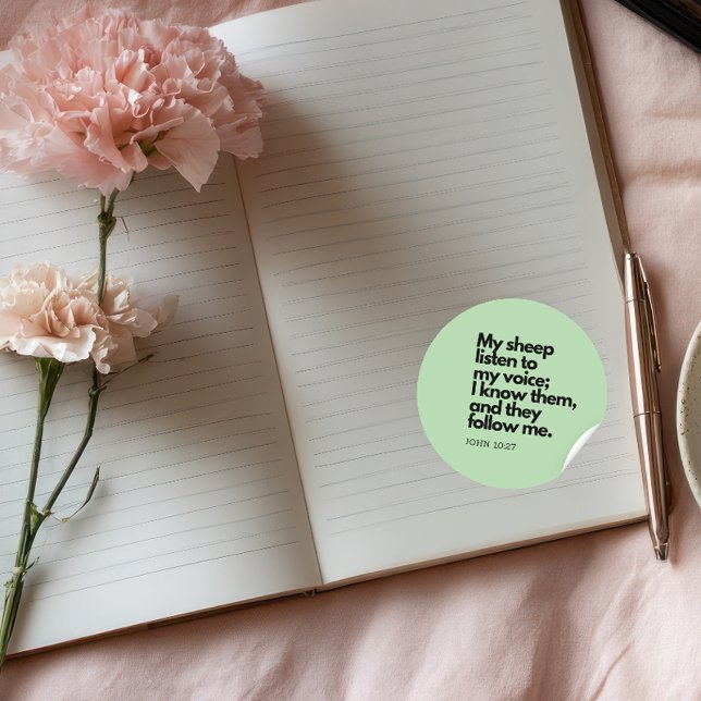 Bible Quotes: My sheep listen to my voice Classic Round Sticker (Creator Uploaded)